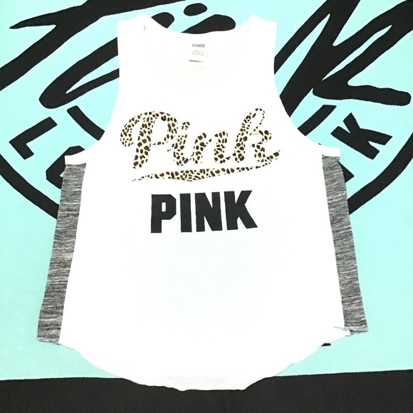 PINK Victoria's Secret Tops - SOLD NEW VS PINK CHEETAH LOGO MUSCLE TANK XS RARE